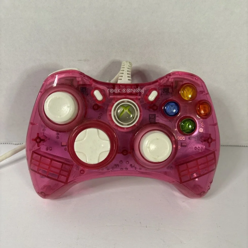 PDP Rock Candy Xbox 360 Wired Controller Pink Translucent PL3760 Breakaway Cable